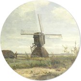 Zonnige dag' een molen aan een wetering | Paul Joseph Constantin Gabriël | Rond Plexiglas | Wanddecoratie | 60CM x 60CM | Schilderij | Oude meesters | Foto op plexiglas