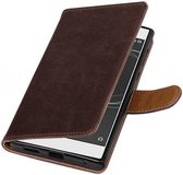 Bookwallet lederlook hoes Sony Xperia L1 mocca