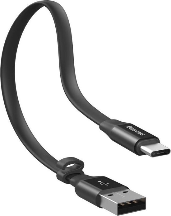 Informeer gevolg Hoofdstraat Baseus Korte Platte USB-C Kabel 23cm Zwart | bol.com