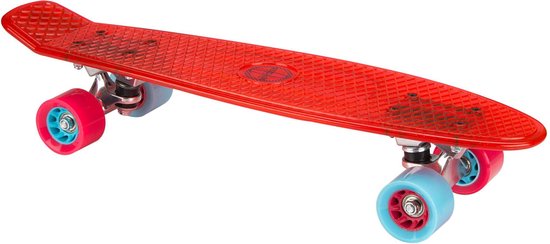 Nijdam Kunststof Skateboard 22.5" - Transparant -  Transparant/Rood/Lichtblauw | bol.com