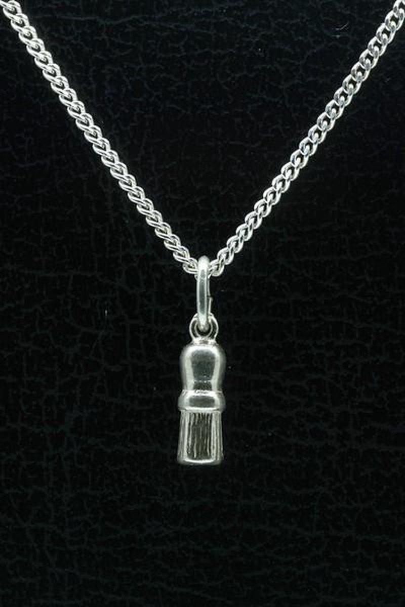 Zilveren Scheerkwast ketting hanger
