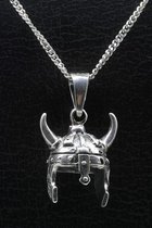 Zilveren Viking helm 2 ketting hanger