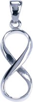 Zilveren Lemniscaat Infinity staand ketting hanger - klein met oog