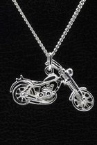 Zilveren Motor ketting hanger - easy rider