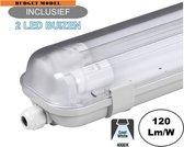 Complete LED TL Armatuur 150cm 48W, 5760LM (High Lumen), 4000K Neutraal Wit, IP65, Incl. 2x led buizen