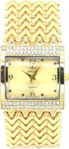 Dielay - Horloge met Kristallen - Metaal - Kast 30 mm - Quartz - Goudkleurig