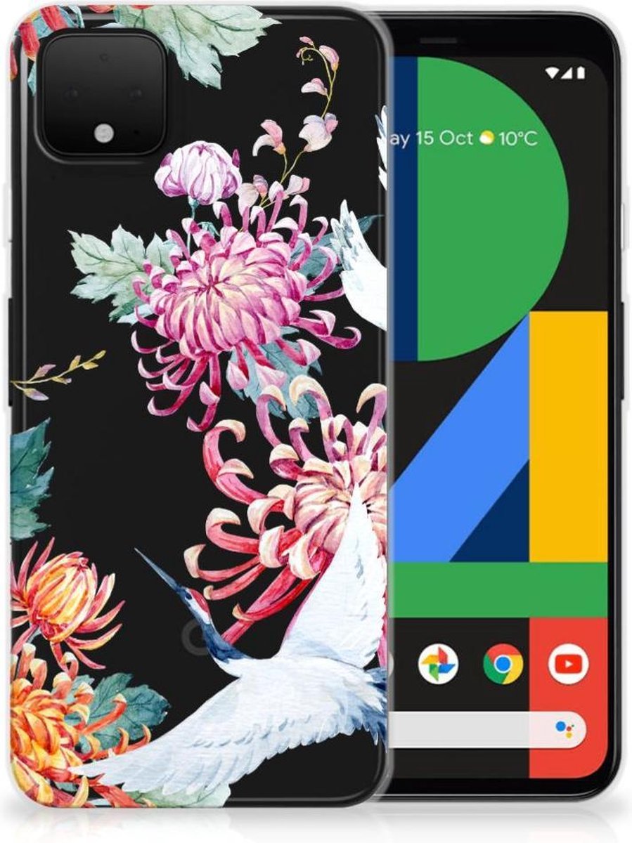 Google Pixel 4 XL TPU Hoesje Bird Flowers