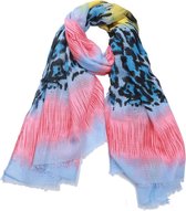 Dielay - Sjaal met Dierenprint - 180x90 cm - Roze en Blauw