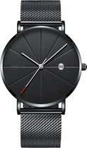 Fako® - Horloge - Mesh - Chicago - Ø 40mm - Zwart