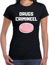 Drugs crimineel  t-shirt zwart voor dames - drugs crimineel XTC carnaval / feest shirt kleding L
