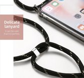 Backcover met kaarthouder en zwart koord - stootrandjes - anti shock geschikt voor iPhone  Xs / X hoesje - Smokey transparant