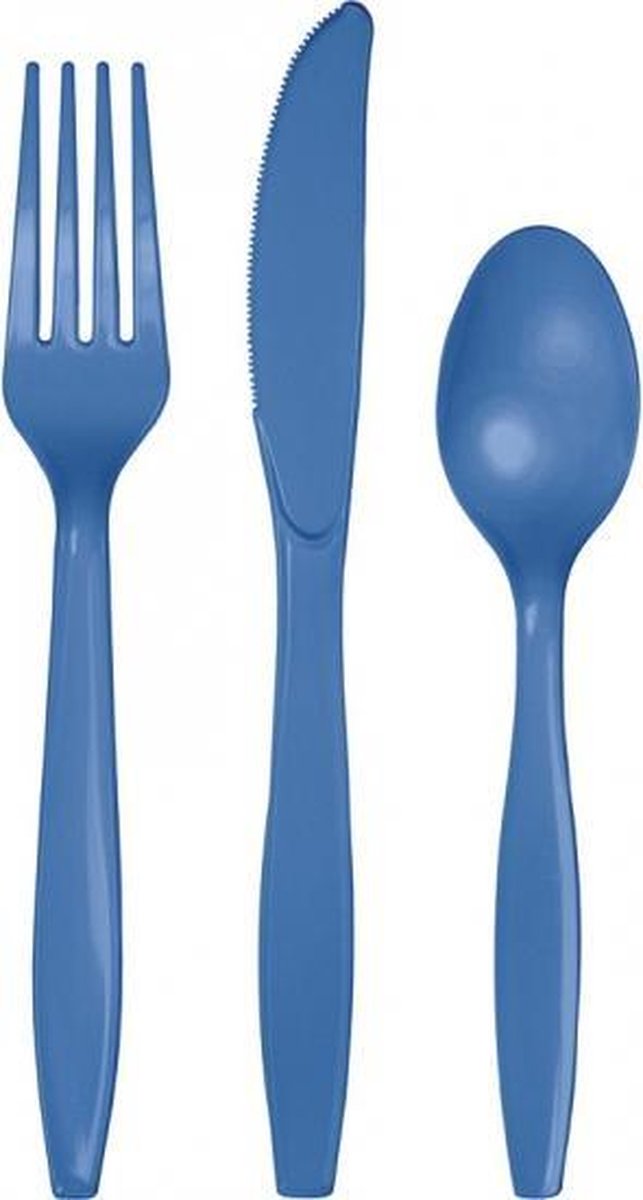 Komst Succesvol Gelijkwaardig Blauw plastic bestek 24 delig | bol.com