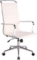 Bureaustoel - Bureaustoelen voor volwassenen - Hoge rugleuning - In hoogte verstelbaar - Kunstleer - Wit - 57x65x120 cm