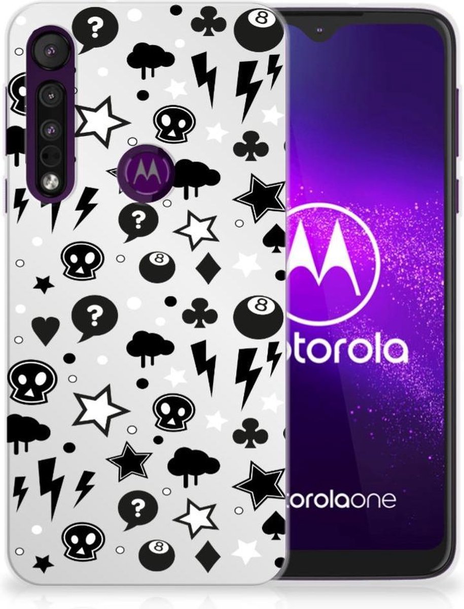 Silicone Back Case Motorola One Macro Silver Punk