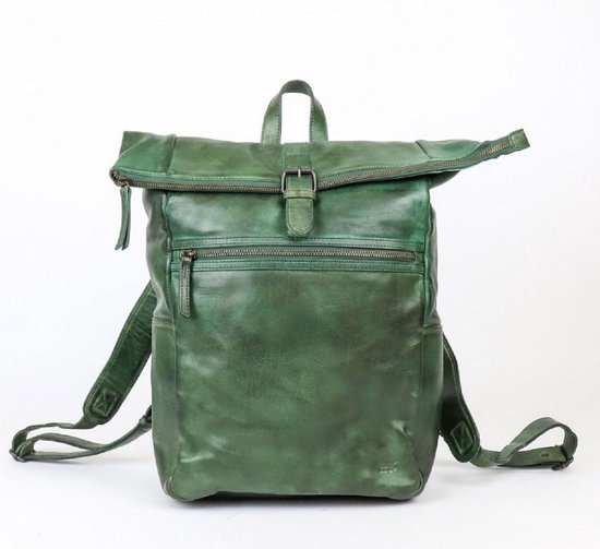 Foto: Bear design pergola leren laptop rolltop rugtas 13 inch groen