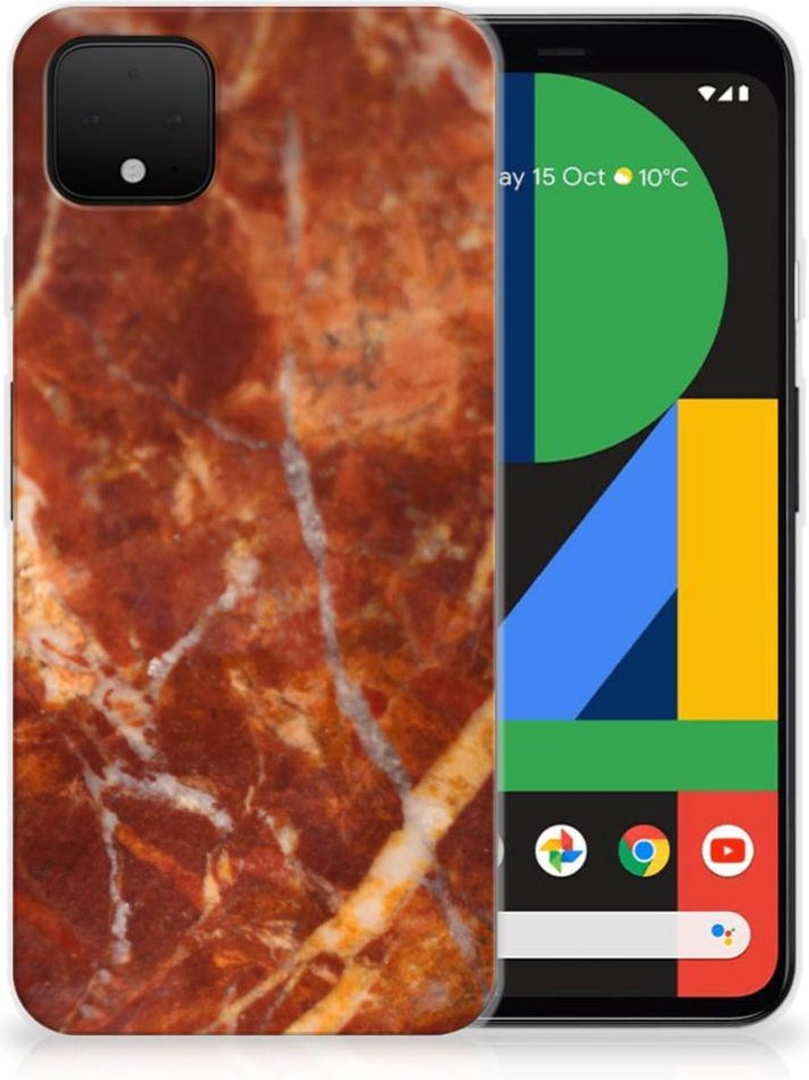 Google Pixel 4 XL TPU Siliconen Hoesje Marmer Bruin