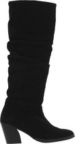 Tango | Ella oblique 14-b high black suede wrinkle boot - black wood heel/sole | Maat: 37