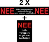 Nee Nee Sticker Brievenbus Nee Nee - Drukwerk Nee - Huis aan Huis Nee - 2 setjes - Nee Geen Verkopers of Geloof - Promessa-Design.