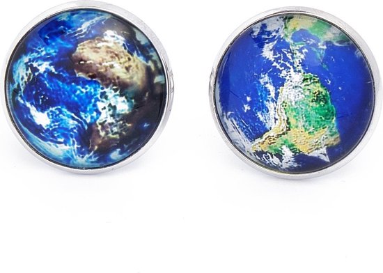 Boutons de manchette - Globe Blauw Satellite