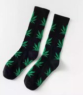 Wietsokken - Cannabissokken - Wiet - Cannabis - zwart-groen - Unisex sokken - Maat 36-45