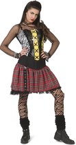 Funny Fashion - Punk & Rock Kostuum - Luidruchtige Punk Nancy - Vrouw - Rood, Zwart - Maat 44-46 - Carnavalskleding - Verkleedkleding