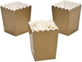 Popcorn bakjes goud - 12 stuks - stevig karton - klein formaat - 8 cm breed - 10 cm hoog