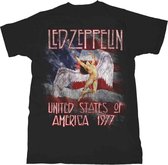 Tshirt Homme Led Zeppelin -XL- Stars N 'Stripes USA '77. Zwart