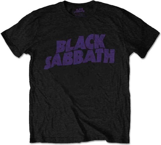 Black Sabbath - Wavy Logo Kinder T-shirt - Kids tm 12 jaar - Zwart