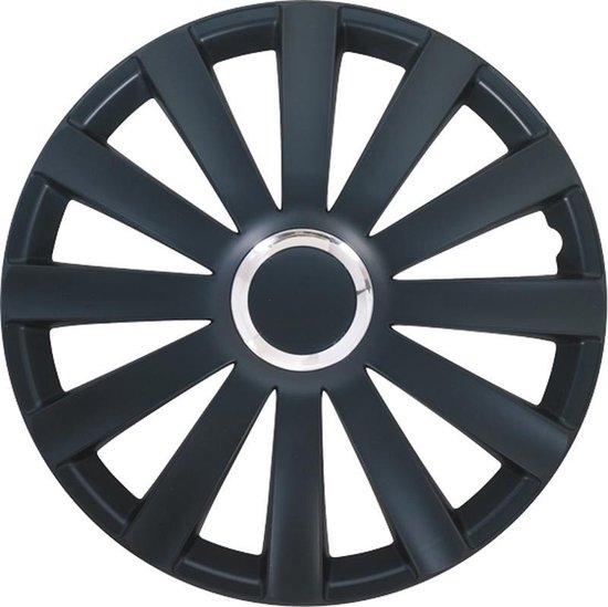 AutoStyle Wieldoppen 17 inch Spyder zwart - chroom ring - Autostyle