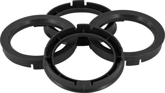 4 x centreerringen zwart 76,0 mm x 66,1 mm 1 x krijtstift voor banden