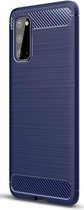 Samsung Galaxy S20 Hoesje Geborsteld TPU Flexibele Back Cover Blauw