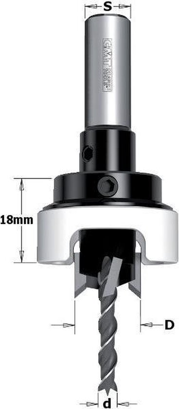 Foto: Cmt verzinker met diepte instelling rechts boor verzinkers multifunctionele boor 1 stuk s 