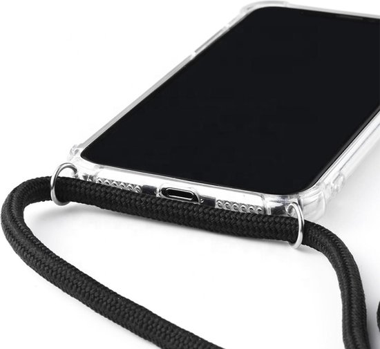 Transparant Backcover Hoesje Case iPhone 7 Plus / 8 Plus met zwart koord - Merkloos