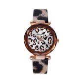 Metallic Beige Leopard Horloge | Beige Luipaard | Kunstleder | Ø 34 mm