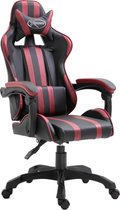 Luxe Gamestoel Zwart Rood (Incl LW Fleece deken) met Voetenbankje - Gaming Stoel - Gaming Chair - Bureaustoel racing - Racestoel - Bureau stoel gamen