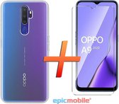 OPPO A9 2020 Hoesje - Transparant Silicone Case - 1x Tempered Glass Screenprotector - Epicmobile