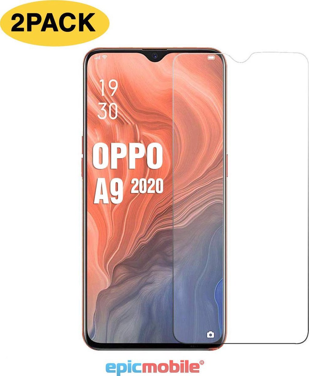 Hoesje geschikt voorOPPO A9 2020 - 2x Screenprotector - Tempered Glass Anti Burst - 2 PACK - EPICMOBILE