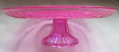 etagere, taartplateau, gekleurd glas: pink, rond 29 cm