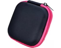 Oortjes opberg hoesje - Case - Etui - Organizer - Voor oordopjes en laadkabels - USB - Roze