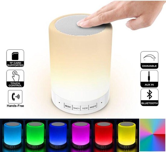 Hoog Touch-lamp Bluetooth-luidspreker, LED-nachtlampje Licht-dimbare kleur  en... | bol.com