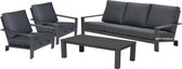 Lincoln stoel-bank loungeset 4-delig antraciet aluminium