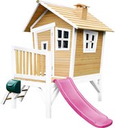 AXI Robin Speelhuis in Bruin/Wit - Met Verdieping en Paarse Glijbaan - Speelhuisje voor de tuin / buiten - FSC hout - Speeltoestel voor kinderen