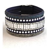 Leren Wikkelarmband ‘More of Me’ Multistrass Blauw