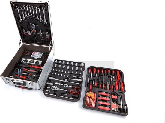 Tectake® Trolley Gereedschapskoffer 599-delig - Zilver Tectake® Trolley Gereedschapskoffer 599-delig - Zilver