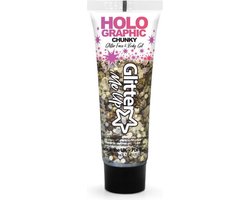 Holographic Chunky Glitter Face & Body Gel - Face jewels - Glitters gezicht - Festival make up - Golden Girl