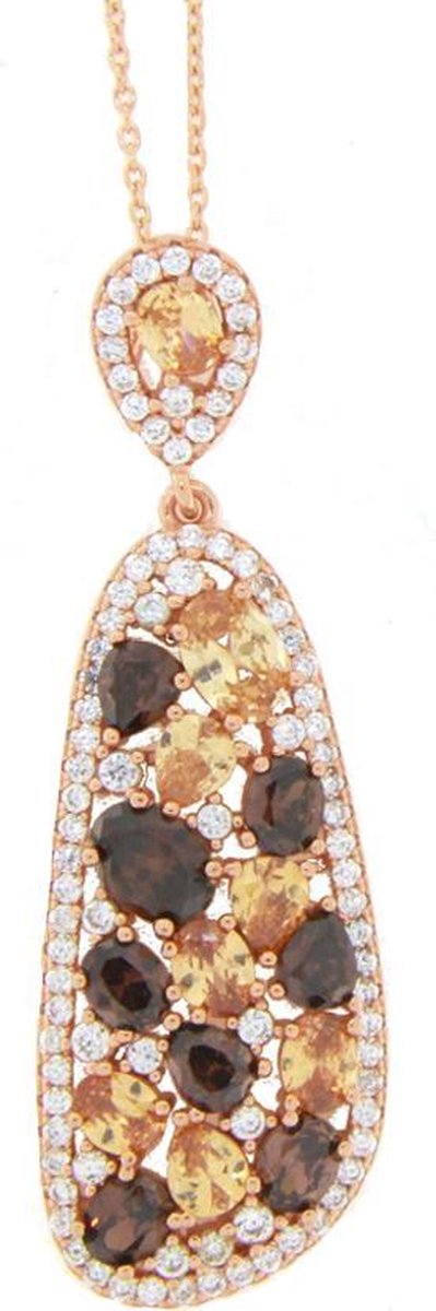 Velini jewels -P6553BR -Hanger+Ketting -925 Zilver rosé -Gekleurde Cubic Zirkonia