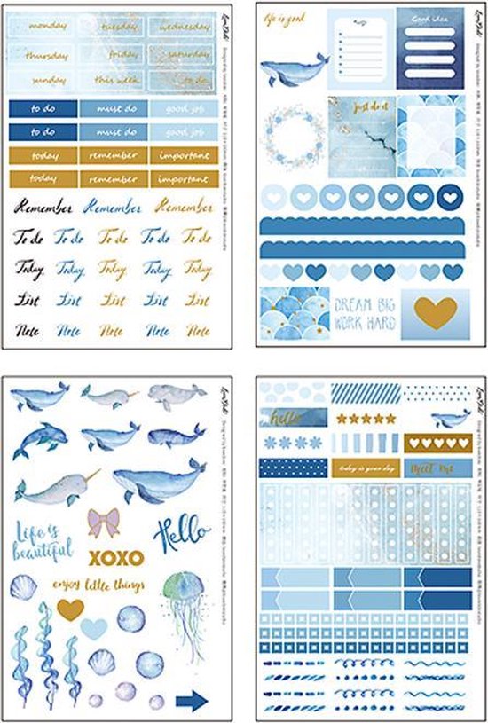 Hedendaags bol.com | Set Van 4 Stickervellen Bullet Journal Blue | Mooie EM-23