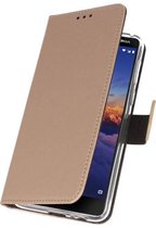 Wallet Case Hoesje voor Nokia 3.1 Goud