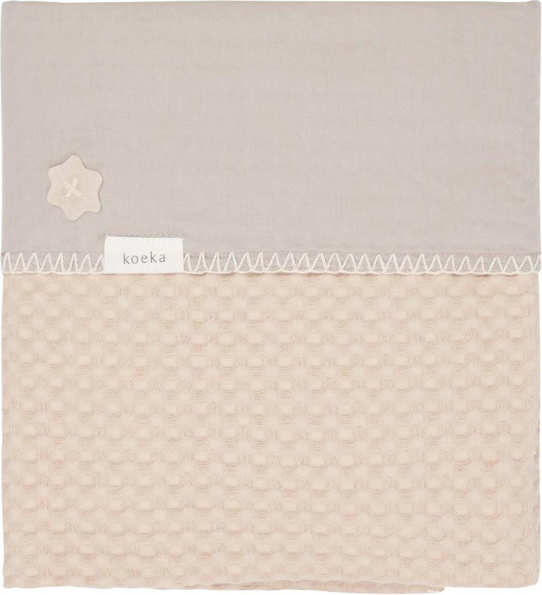 Koeka Ledikantdeken wafel flanel Antwerp  - zand / grijs - 100x150cm