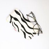Brillenetui 'Yara' leer zebra - brillenkoker - brillencase - brillenhoesje